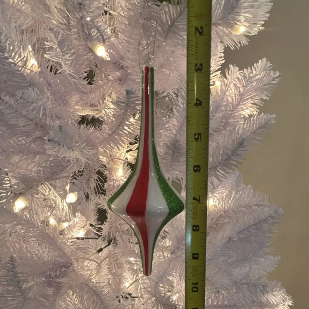 Ashland Glass Finial Ornament Red Green White Christmas Geometric Hanging 8